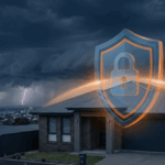Shield protecting home- Sydney storm season home protection guide illustration