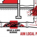 Professional plumbing drainage system diagram showing blocked drains Sydney with tree roots grease buildup and debris causing common blockages