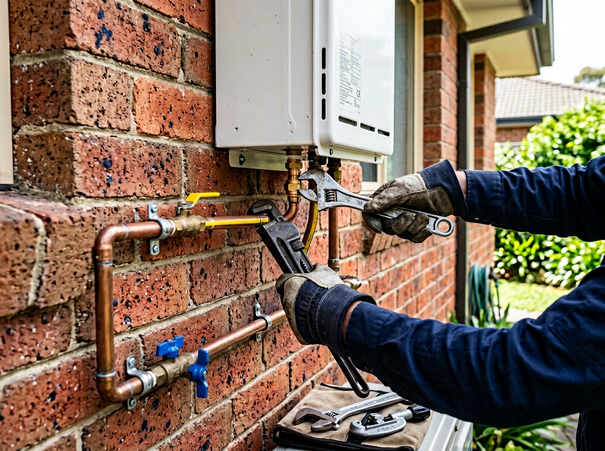 Gas hot water system installation cost Sydney - AIM LOCAL tradesperson at work
