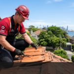 Roof replacement cost Sydney — AIM LOCAL licensed roofer inspecting tiles on Sydney home
