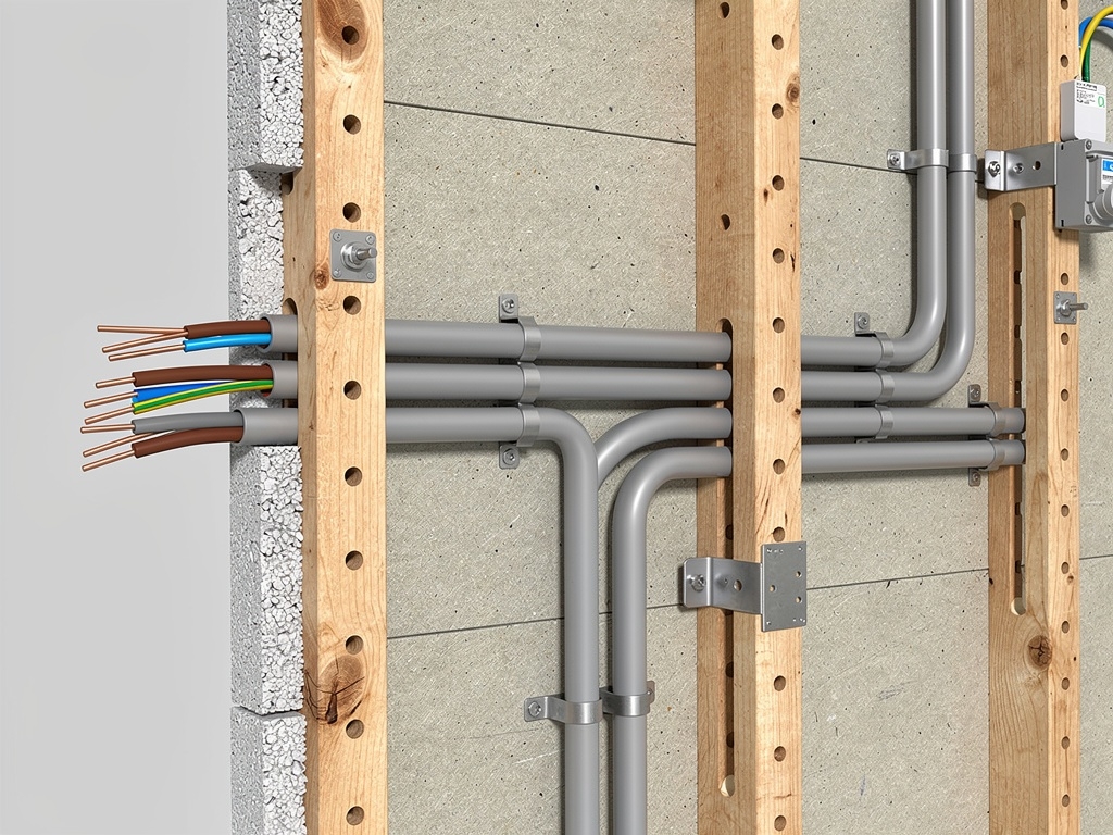 Electrical wiring installation detail — no people