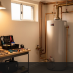 Water heater tank with copper pipes in Sydney utility room — AIM LOCAL plumbing