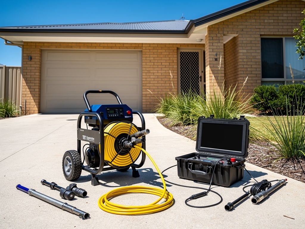 CCTV drain inspection equipment on a Central Coast residential driveway